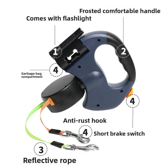 Automatic adjustable multi-functional pet leash